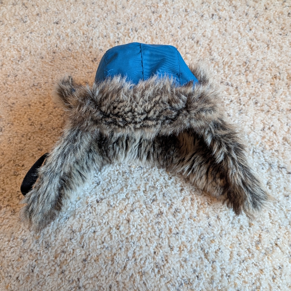 Toddler Blue and Faux Fur Winter Hat.